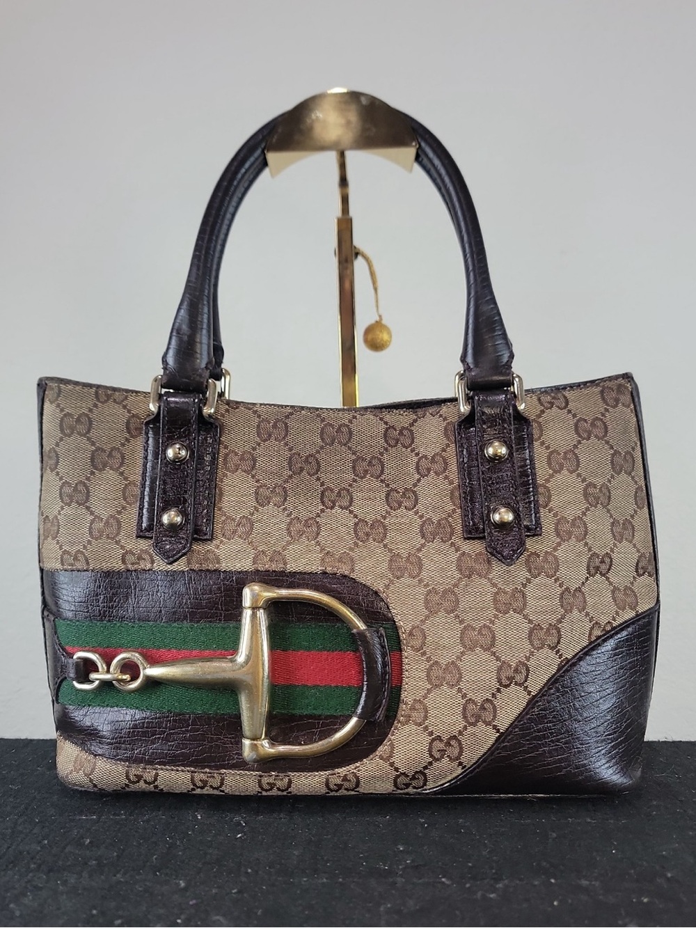 •GUCCI• GG Monogram Hasler bag small